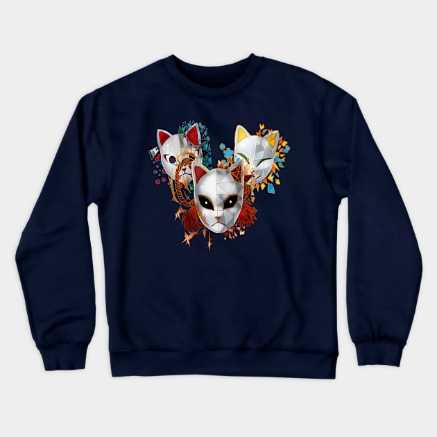 Demon cat mask Boy Crewneck Sweatshirt by GhostFox_Designs